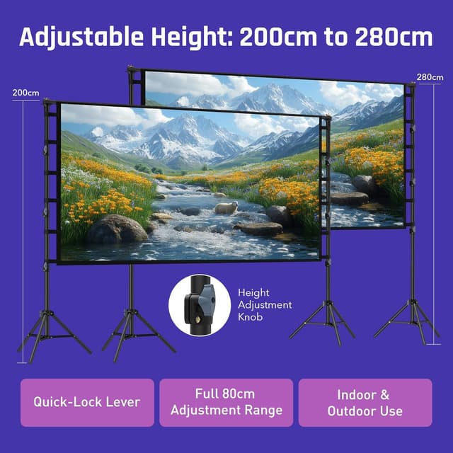 Detalle de LEORFI telo schermo proiettore portatile 120 pollici 16:9 con treppiede, borsa e supporto regolabile