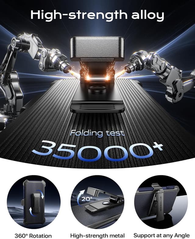 Detalle 2 de ByteRock iPhone 17 Pro Max Case (6.9") with MagSafe, Belt Clip Holster & 360° Kickstand, Blue