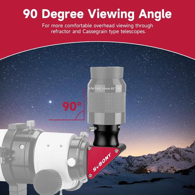 Detalle de Svbony SV188P : diagonale miroir diélectrique 1,25” à 90° pour télescopes réfracteurs