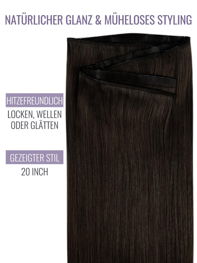 Detalle de Fshine Echthaar Tressen Extensions Dunkelbraun (Butterfly Weft) – 40 cm, 80 g