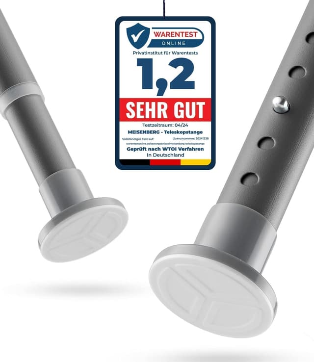 Detalle de MEISENBERG Barre rideau sans perçage extensible 160-210 cm, gris Ø 25 mm
