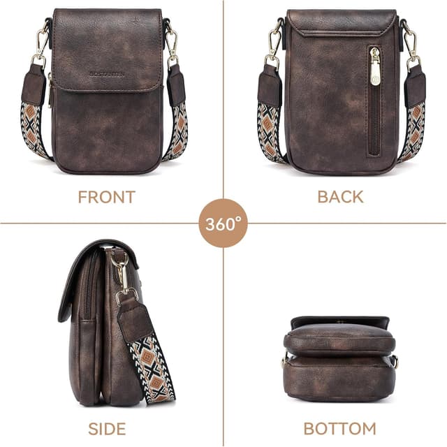 Detalle 2 de BOSTANTEN kleine Umhängetasche für Damen mit Kartenfächern – Handytasche zum Umhängen