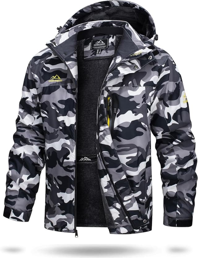 Thumbnail 2 de TACVASEN Herren Skijacke Gefüttert Winterjacke mit abnehmbarer Kapuze