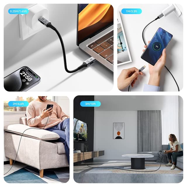 Thumbnail 6 de BAWIOFIAU USB‑C-Braiding-Kabel (USB 3.2 Gen 2) – kurz 0,25 m, bis 20 Gbps, 4K@60Hz, bis 240 W