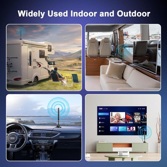 Detalle de Indoor TV Antenna for Smart TV with Amplifier, Long-Range HD Reception (4K/1080p) – Orange