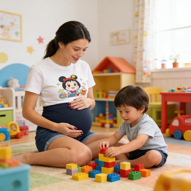 Detalle de Fitglam Women’s Over-Belly Maternity Shorts with Pockets (Denim Stretch)