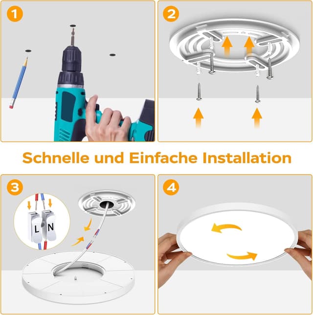 Thumbnail 6 de OUILA LED Deckenleuchte Flach Rund 24W 3000K