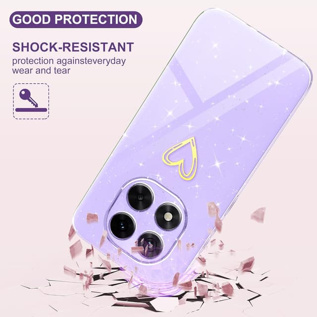 Detalle de Yichxu Handyhülle für Xiaomi Redmi Note 14 Pro / 14 Pro+ 5G – Silikon-Case mit Herz-Glitzer, lila