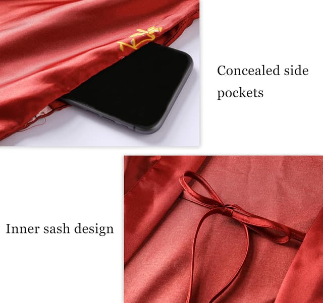 Detalle de PRODESIGN Satin Femme Robes de Chambre et Kimonos de Mariée – robe de chambre/k kimono en polyester, style kimono