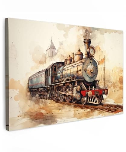 Detalle de MuchoWow Tableau Murale Train 120x80 cm