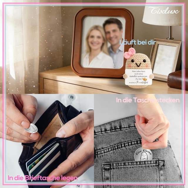 Detalle 2 de Tixlux Pocket Hug Kartoffel Figur für Paare Positive 5 x 7 cm