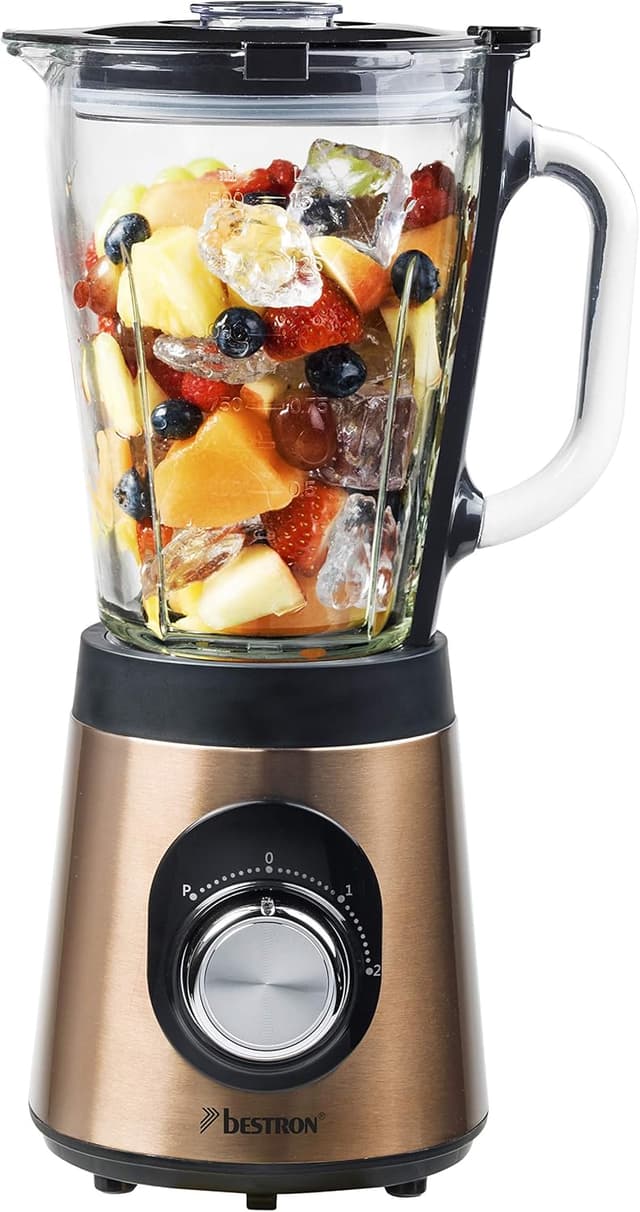 Detalle de Bestron Mixeur sur pied Copper Collection ABL500CO — 500 W, bol en verre 1,5 l, finition cuivre