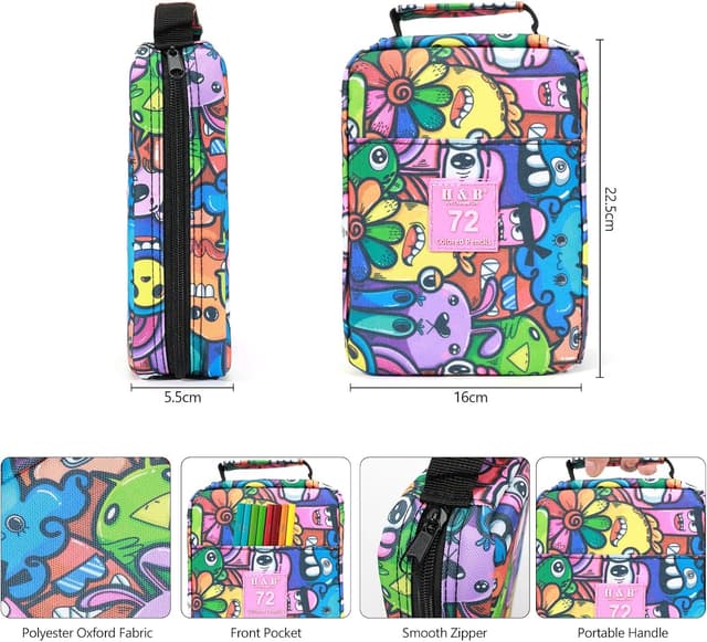 Detalle de H & B Colouring Pencils 72-Piece Oil-Based Coloured Pencil Set with Colouring Book