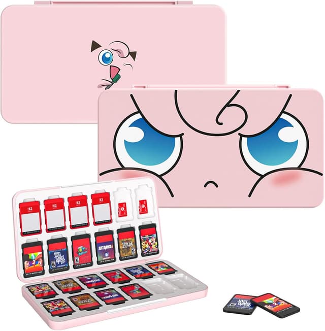 Detalle de MoKo Spiel-Aufbewahrungsbox für Nintendo Switch 2 / Switch OLED / Switch Lite – Organizer mit 24 Fächern