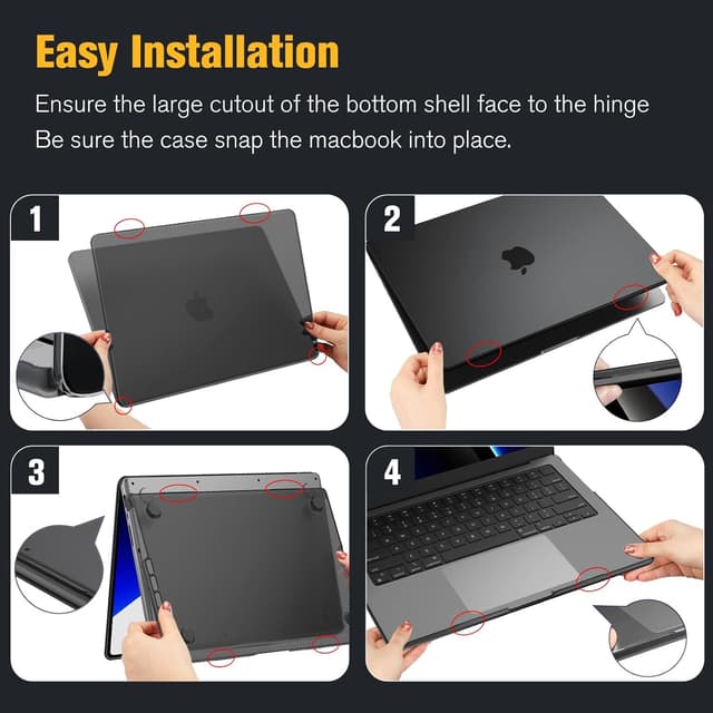Thumbnail 6 de FINTIE coque compatible MacBook Pro 14 pouces M5/M4/M3/M2/M1 Pro/Max (finition givrée mate, anti-traces) — noir