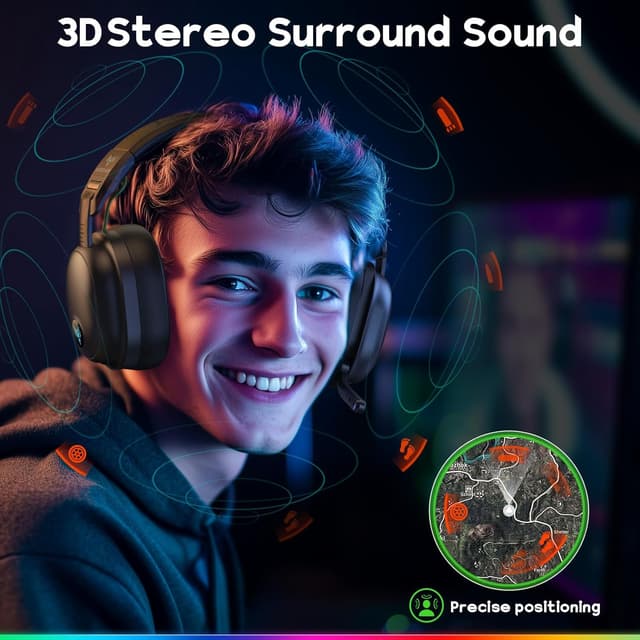 Detalle de WESEARY Wireless Gaming Headset 50‑Hour battery