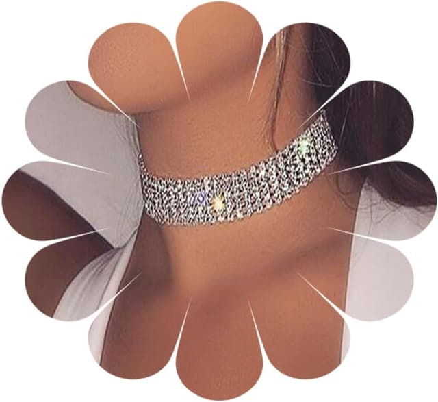 Detalle de MIQIQAO Strass-Choker Halskette in Silber mit CZ-Diamant-Optik
