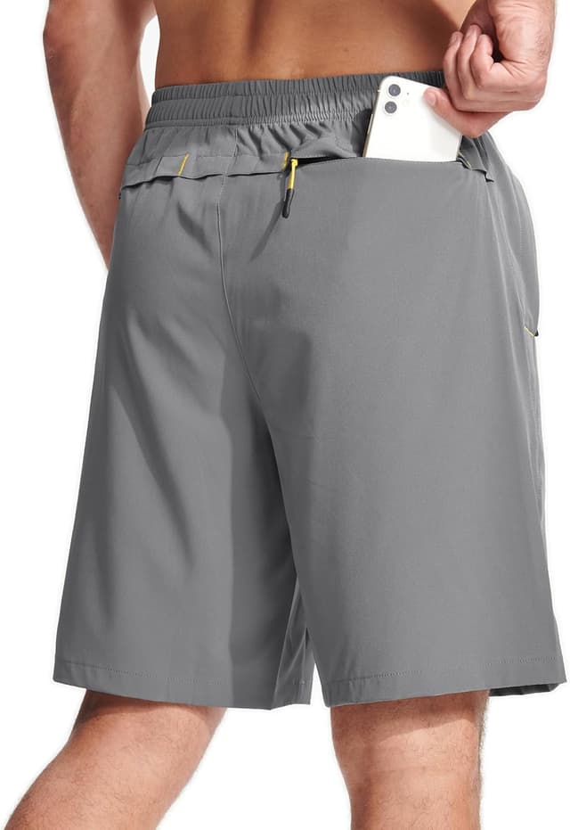 Detalle de MAGCOMSEN men’s gym shorts with zip pockets – quick-dry, stretch sport running & outdoor shorts