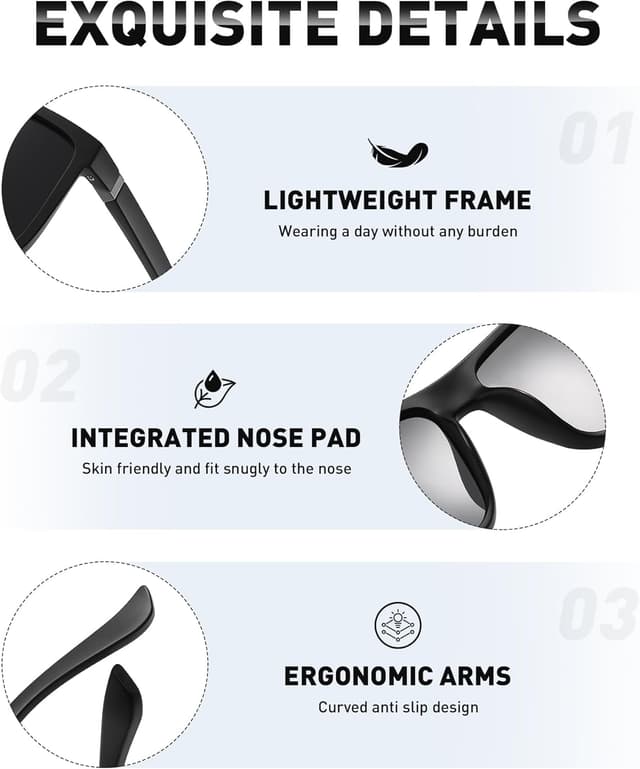 Detalle de Perfectmiaoxuan Polarisierte Sonnenbrille Polarisierte Herren-/Damenbrille mit TR90-Rahmen (UV400, Vintage/klassisch)