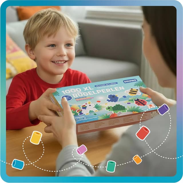 Thumbnail 6 de Smowo® Große 10mm Bügelperlen (1.000 Stück) in 7 Farben – XL Steckperlen für Kinder ab 3 Jahren