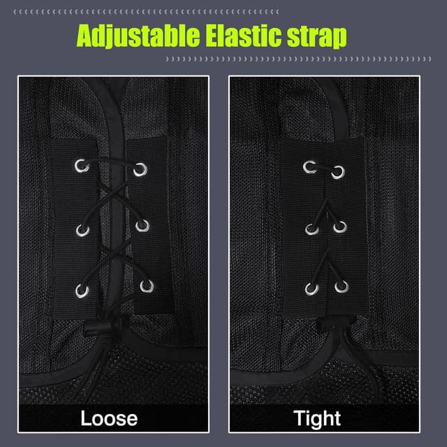 Detalle de LVNRIDS Motorcycle Safety Reflective Vest – fluorescent green, sleeveless protective riding layer