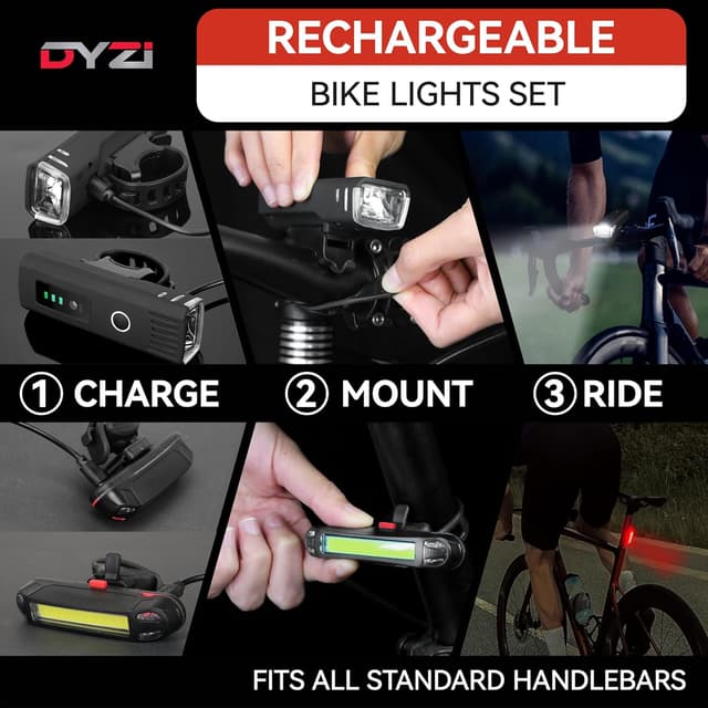 Thumbnail 6 de USB Rechargeable Front & Back Bike Light Set
