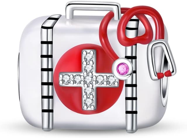 Detalle 2 de KUNSIR Charm Anhänger Damen aus 925 Sterling Silber mit Zirkonia – für Armband- und Halsketten-Charm (kompatibel zu europäischen Bändern)