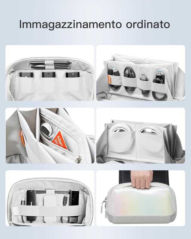 Detalle de Inateck Custodia per Cavi e Accessori con manico, apertura a 180° e protezione anti-spruzzi