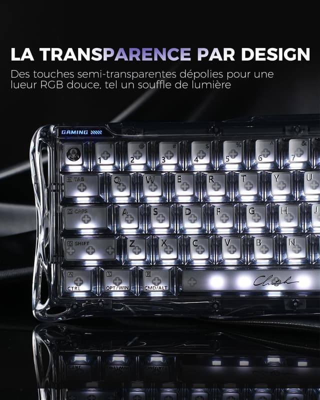 Detalle de GravaStar Mercury V60 HE Clavier Gaming Noir (V60 HE) à interrupteurs magnétiques