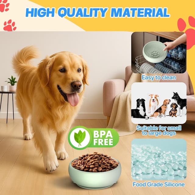 Detalle de Pawinner 2PCS Dog Lick Bowl & Slow Feeder Lick Mat (Non-slip Suction, BPA-free silicone)