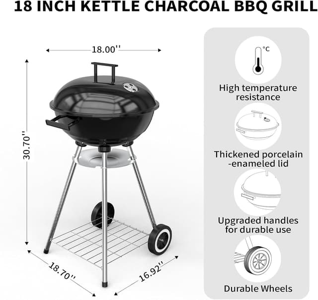 Thumbnail 2 de 18-inch Portable Charcoal Grill 🍖