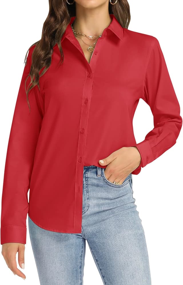 Detalle de J.VER Women’s long sleeve dress shirt (regular fit) stretch wrinkle-free blouse