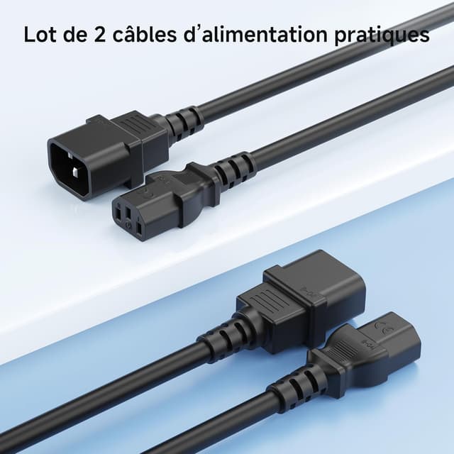 Thumbnail 6 de Cable Matters lot de 2 câbles de rallonge électrique PDU IEC C13 vers C14 – 2 m