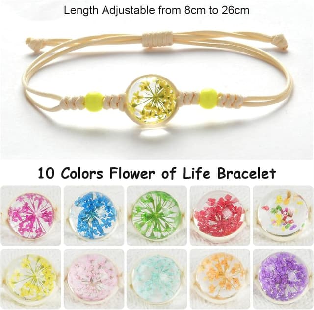Detalle de Bracelet Aucuu « Périphérique Danimation » Genshin Impact, fleurs en sphère de verre et cordon ajustable (avec 6 remplacements)