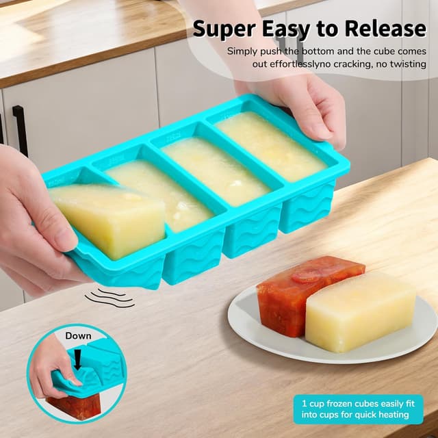 Detalle 2 de 3-Pack Silicone Freezer Trays with Lid 500ml 🍧