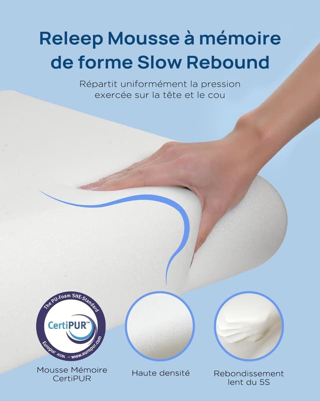 Thumbnail 4 de Releep Oreiller Mémoire Forme 40x70 cm