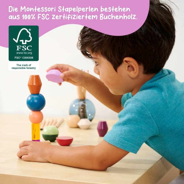 Thumbnail 4 de Eichhorn Montessori 16 Stapel-Perlen Holzset