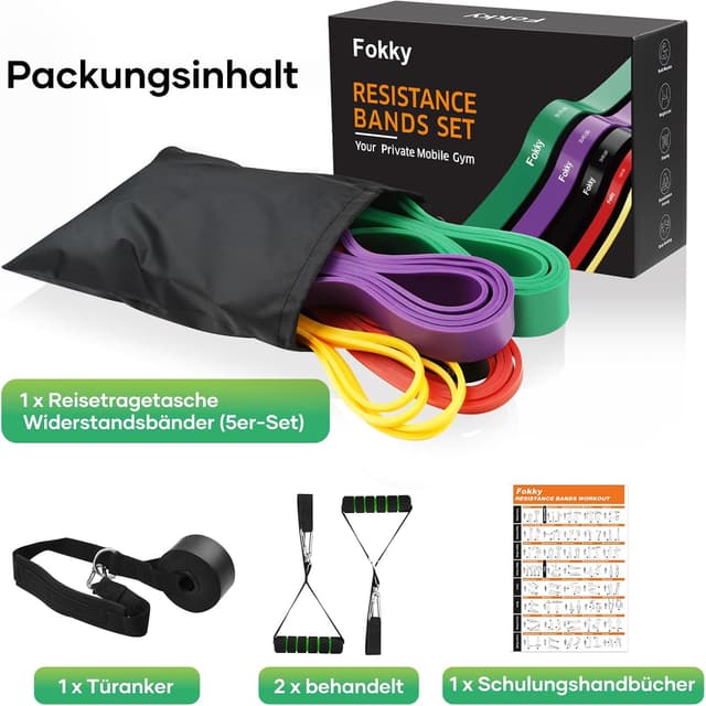 Thumbnail 5 de Fokky Fitnessbänder 5 Stufen Widerstandsbänder 🏋