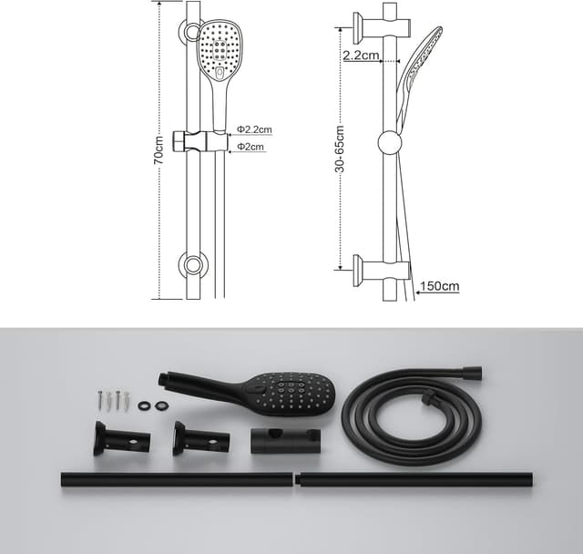 Thumbnail 6 de Görbach Set doccia 70 cm con doccetta e soffione