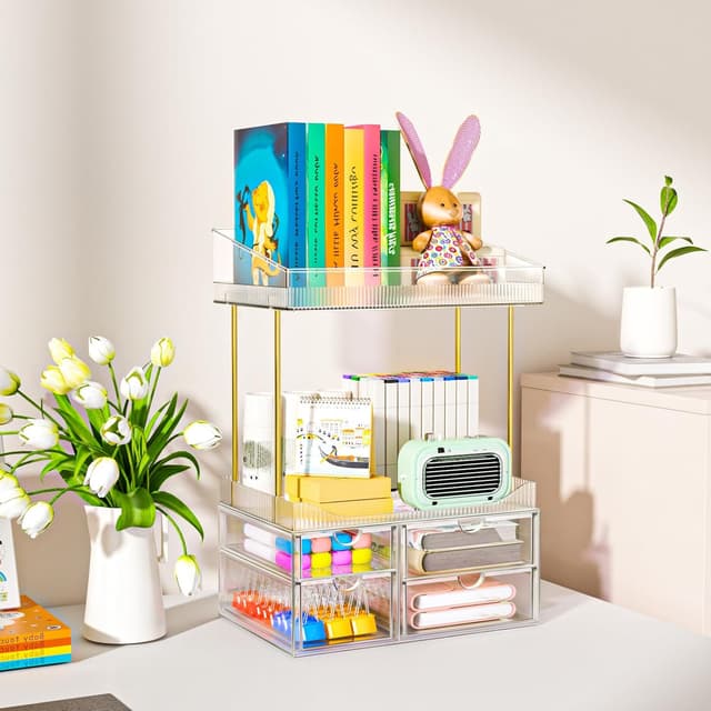 Thumbnail 2 de Makeup Organiser Upgraded 2-shelf, 4-drawer clear organiser