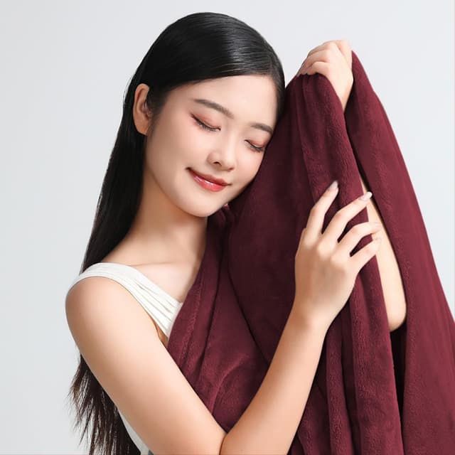 Thumbnail 6 de DUJUIKE Coperta da letto impermeabile in flanella (rosso bordeaux) 102x152 cm