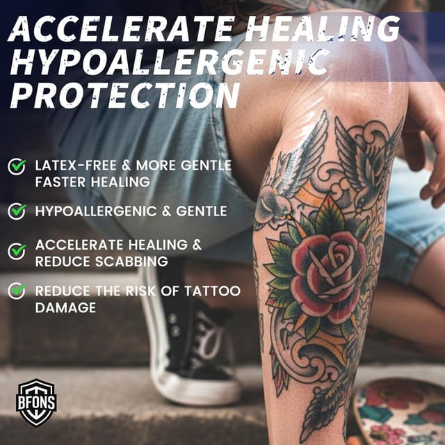 Detalle de BFONS Tattoo Aftercare Waterproof Bandages (6 in x 4.4 yd) Transparent Film Tattoo Cover Up Tape