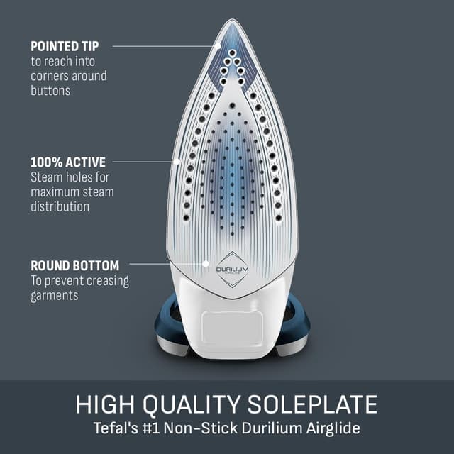 Detalle de Tefal Ultraglide Plus Steam Iron FV5879G2 (2800W) with Durilium non-stick soleplate