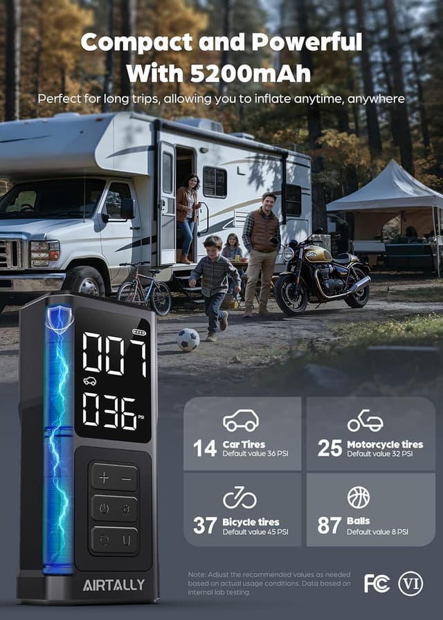 Detalle de Portable Tire Inflator 150 PSI with LED