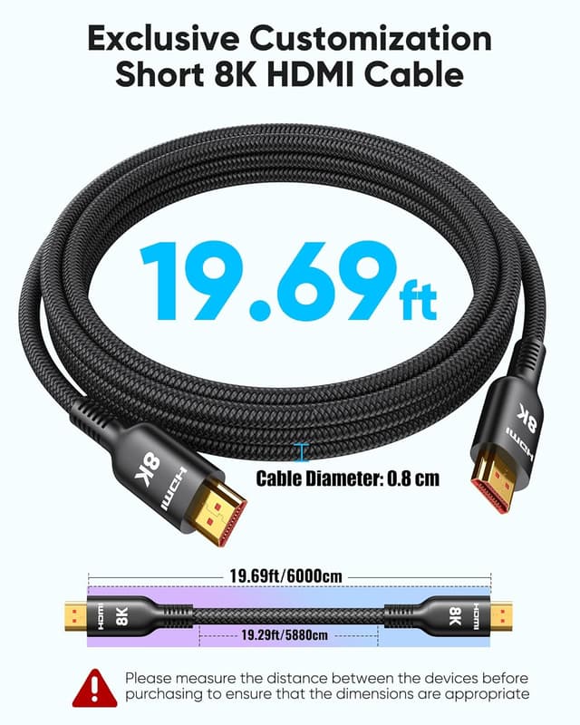 Detalle 2 de Highwings Long HDMI Cable 20 ft 48Gbps HDMI cable