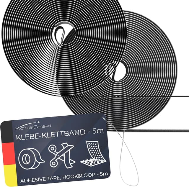 Detalle de KabelDirekt bande adhésive auto-agrippante noire 20 mm x 5 m