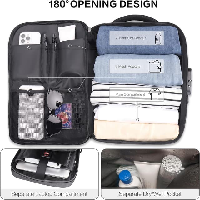 Detalle 2 de YOUNGOA Mochila Cabina Avión 20L con Compartimento Pórtatil ✈