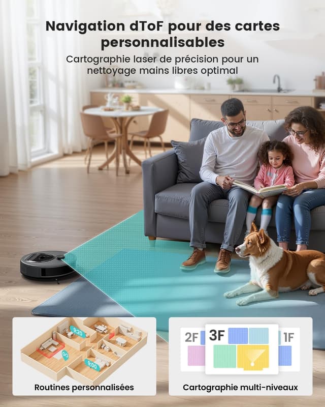 Detalle 2 de Lefant M330 Pro, aspirateur robot 5000Pa