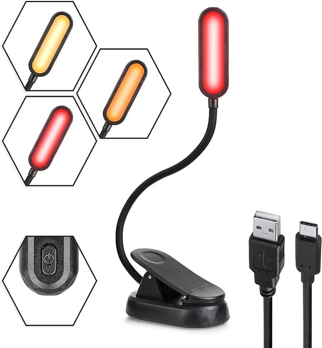 Detalle de Toys4Boys Luz de lectura con clip ámbar para cama 📖