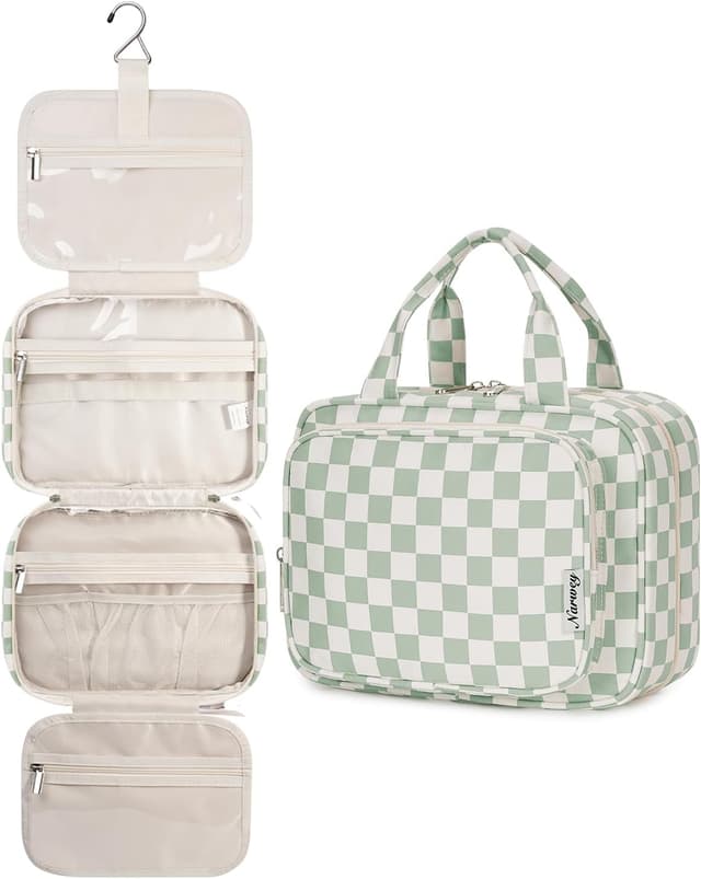 Detalle de Narwey Large Checkered Hanging Travel Toiletry Bag
